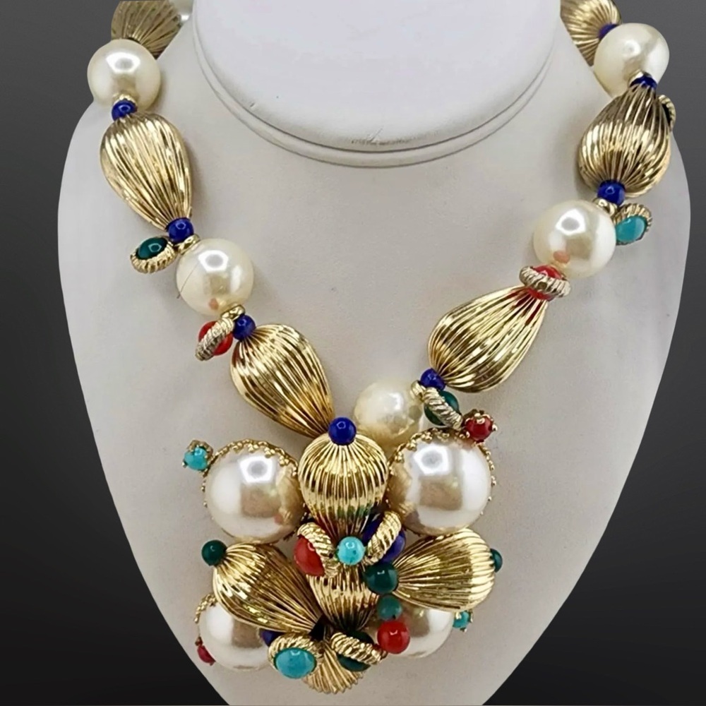 Vintage 1980’s SCAASI Demi Parure Runway Necklace & Brooch Set